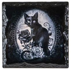 Alchemy Cat Roses Slate Coasters [Set Of 4]